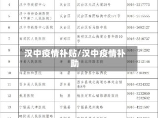 汉中疫情补贴/汉中疫情补助
