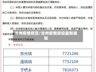 沧州疫情规定/沧州疫情防控最新通知