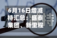6月16日增减持汇总：盛泰集团、新里程披露增持情况	，播恩集团等4股拟减持（表）-第1张图片